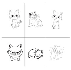 Cat Group Vector Image Set