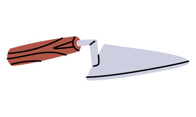 archaeological trowel, truel, Marshalltown. Excavation tools. Manual power. Flat color illustration. working tools isolated. It is suitable educational materials, subjects related, travel, archeology