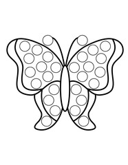 Dot markers pages with animal, vector outline illustration