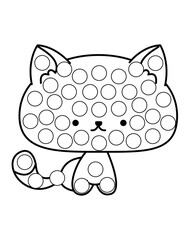 Dot markers pages with animal, vector outline illustration