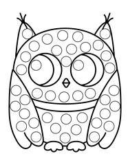 Dot markers pages with animal, vector outline illustration