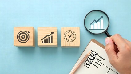 Business Approval Process Concept with Checklist and Graph

