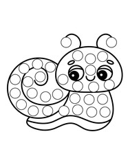 Dot markers pages with animal, vector outline illustration