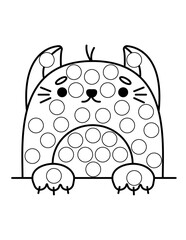 Dot markers pages with animal, vector outline illustration