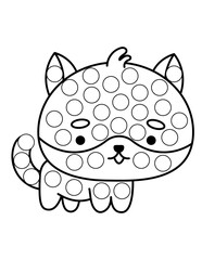 Dot markers pages with animal, vector outline illustration