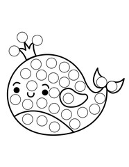 Dot markers pages with animal, vector outline illustration