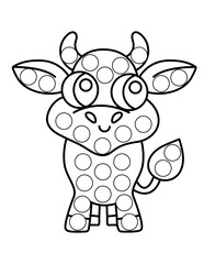 Dot markers pages with animal, vector outline illustration