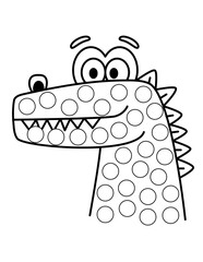 Dot markers pages with animal, vector outline illustration