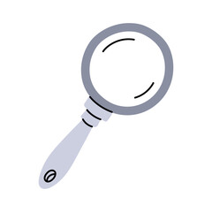 Magnifying glass, magnifying glass with handle. Excavation tools. Handmade work. Flat color illustration. working tools isolated. It is suitable educational materials, subjects related, archeology