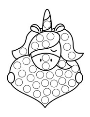 Dot markers pages with animal, vector outline illustration