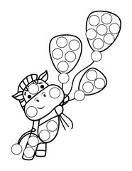 Dot markers pages with animal, vector outline illustration