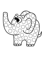 Dot markers pages with animal, vector outline illustration