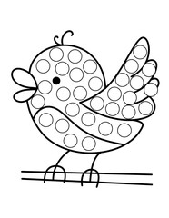 Dot markers pages with animal, vector outline illustration