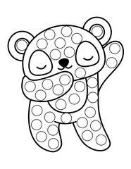 Dot markers pages with animal, vector outline illustration