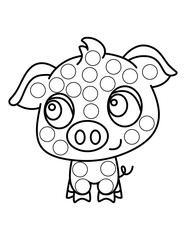 Dot markers pages with animal, vector outline illustration