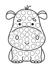 Dot markers pages with animal, vector outline illustration