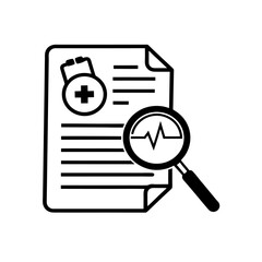 medical report with magnifying glass icon