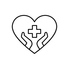 Obraz premium heart with medical cross and hands icon