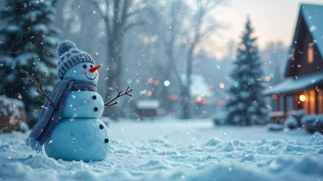 christmas celebration with snowman in the village
snow drop, seamless looping time-lapse virtual video animation background.
