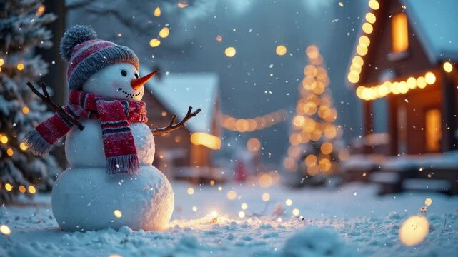 christmas celebration with snowman in the village
snow drop, seamless looping time-lapse virtual video animation background.
