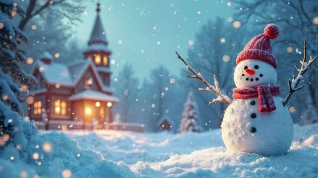christmas celebration with snowman in the village
snow drop, seamless looping time-lapse virtual video animation background.
