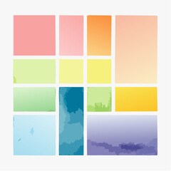 A colorful collection of watercolor-style vector backgrounds in a variety of hues. Great for branding, web banners, invites, and modern creative projects.