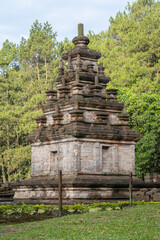 Vertical landscape view of ancient hindu Gedong Songo IV temple, Bandungan, Semarang, Java, Indonesia