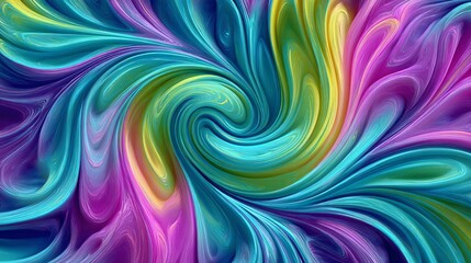 Abstract Color Whirl: A dynamic and vibrant abstract artwork features an eye-catching whirl of multicolored fluid shapes, creating a visual spectacle with a sense of movement.