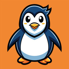 Obraz premium Simple and playful fishy penguin mascot logo design featuring a charming character suitable for brand representation and playful themes