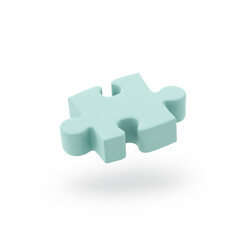 Fototapeta premium Single Pastel Green Puzzle Piece 3D Render Solution, Connection, Teamwork, Strategy