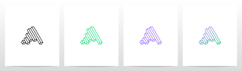 Outlines Strokes Rectangular Cuboid Block Diagonal Initial Letter Logo Design A