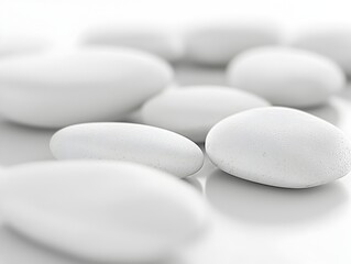Fototapeta premium Photo of smooth white pebbles neatly arranged, creating a calm and serene minimalist texture