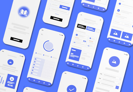 Modern Online Class Mobile App Wireframe UI UX Design