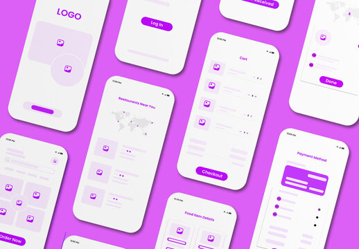 Food Delivery App Wireframe UI Template