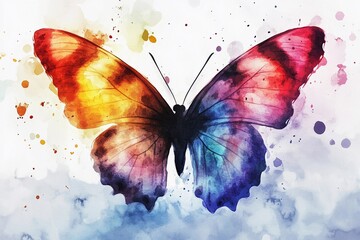 Watercolor butterfly with wings dissolving into air captures vibrant colors in motion
