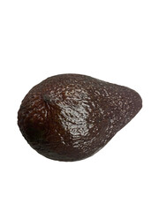 Single dark green avocado with bumpy textured skin, isolated on a black studio background