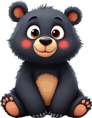 Adorable Cartoon Bear Sitting - Cute Vector EPS Art with Friendly Expression for Print and Digital Use