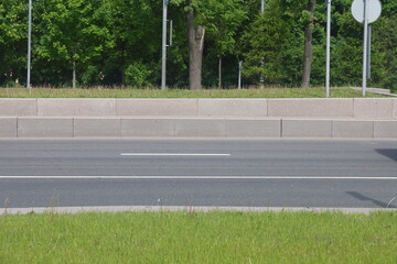 curb along the highway, asphalt and lawn along the road, minimalism 2