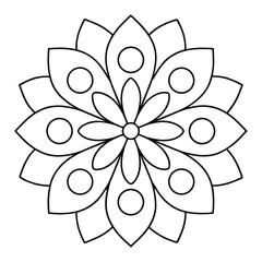 Abstract flower vector illustration, mandala coloring page bundle set for kids and adults