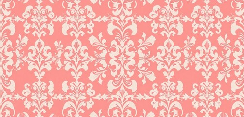 Elegant light pink and white damask seamless pattern  ,  repeat,  vintage