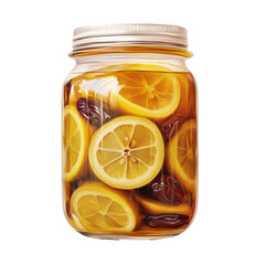 Homemade Lemon and Dried Fruit Preserves in a Jar, Bright and Refreshing Flavor for Sweet Treats on transparent background