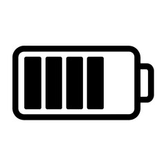 Simple Black and White Battery Charge Level Icon - Power Indicator Symbol Vector