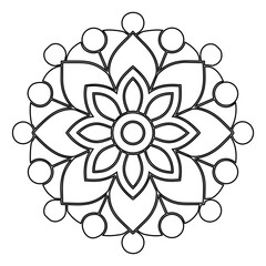 Abstract flower vector illustration, mandala coloring page bundle set for kids and adults