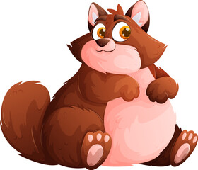 Cheerful Cartoon Squirrel Sitting and Smiling, a Playful Character Illustration.