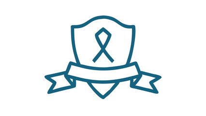 blue shield on the white background