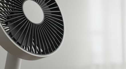 Modern Desk Fan: Close-Up of Elegant Fan Blade Design