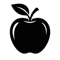 Simple Black Apple Icon with Leaf - Healthy Fruit and Nutrition Symbol Vector