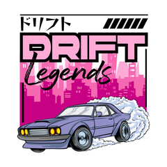 Urban Drift Car Streetwear Illustration