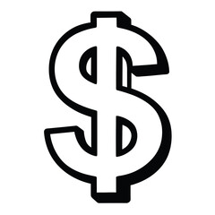 Bold Black and White Dollar Sign Icon - Money and Currency Symbol Vector