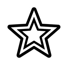 Simple Black and White Double Outline Star Icon - Rating and Favorite Symbol Vector